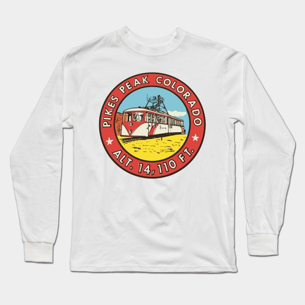 Vintage Pikes Peak Decal Long Sleeve T-Shirt by zsonn